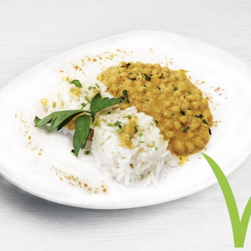 Curry de garbanzos con arroz